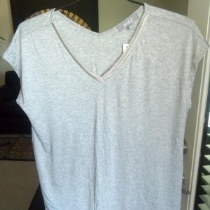 Heather Gray Chiffon Trim Tee Blouse